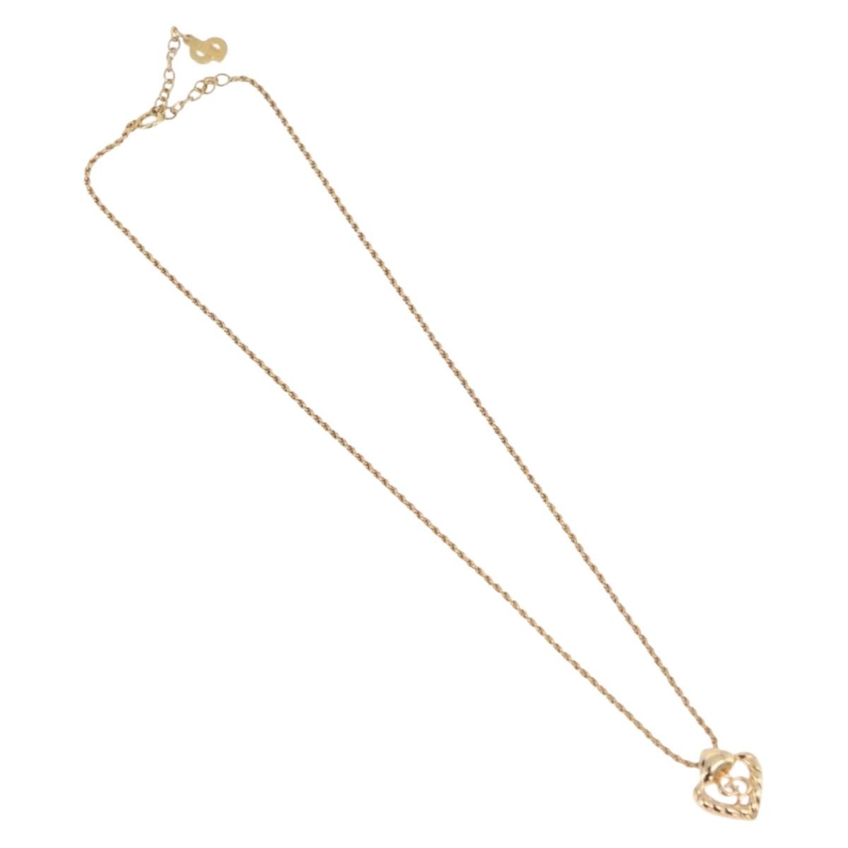 Christian Dior Vintage CD Heart Pendant Metal, Gold, Metal, Necklace