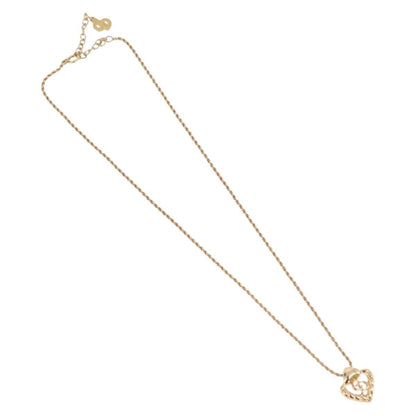 Christian Dior Vintage CD Heart Pendant Metal, Gold, Metal, Necklace