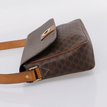 Celine Vintage Macadam Circle Logo Canvas and Leather, Brown, Canvas, Shoulder Bag