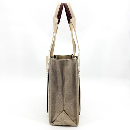 Chloe Woody Tote Canvas with Leather, Beige, Canvas, Handbag