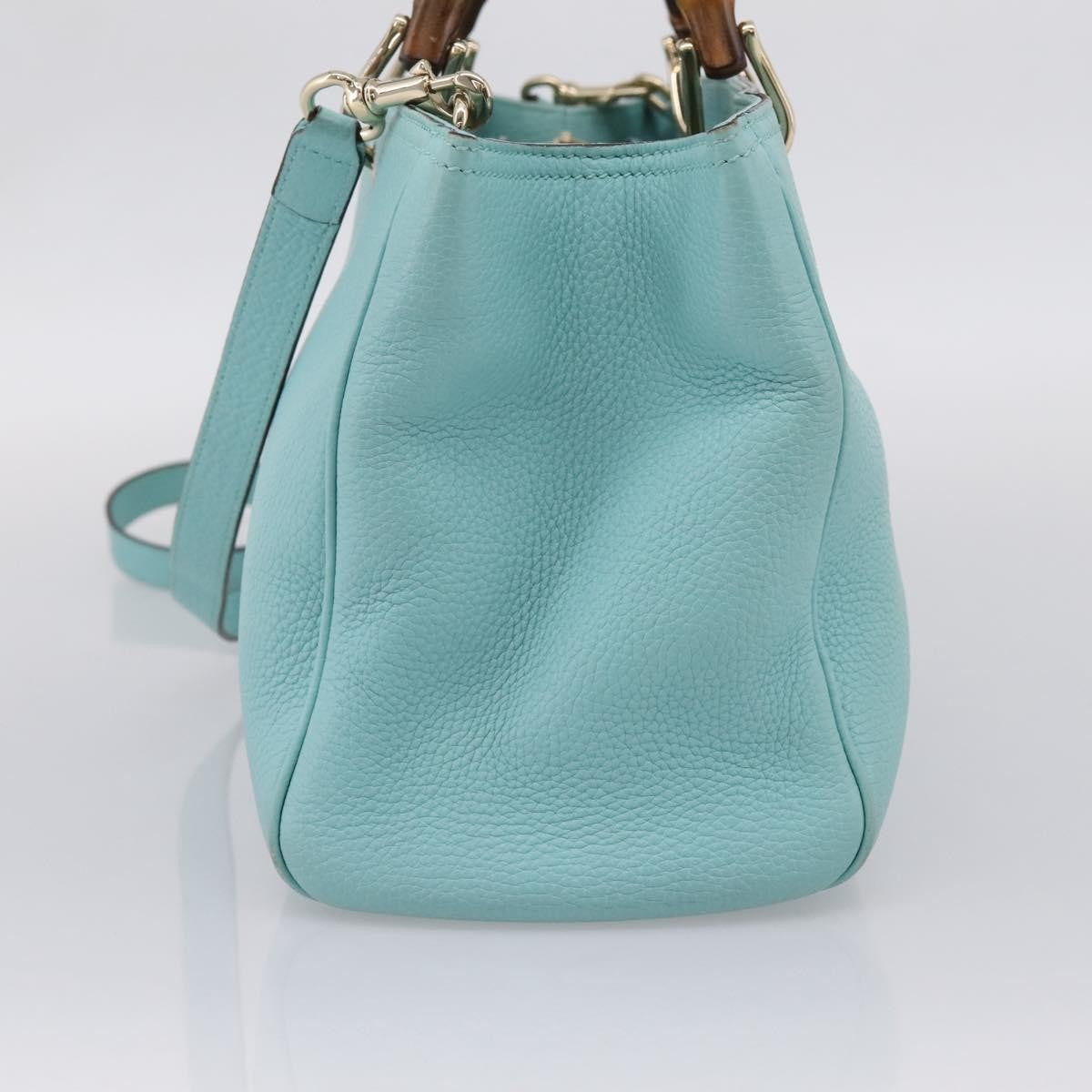 Gucci Bamboo Shopper Leather, Blue, Leather, Tote Bag