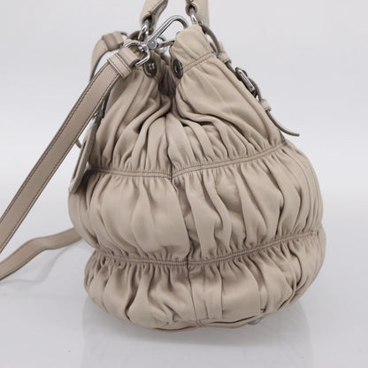 Prada Gaufre Convertible Nappa Leather, Beige, Leather, Tote Bag