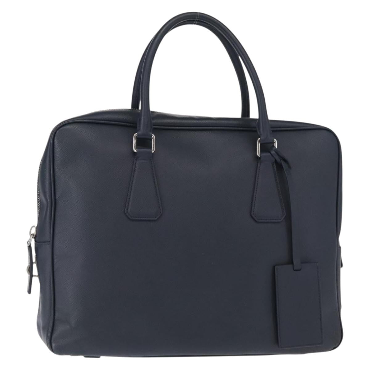 Prada Convertible Zip Around Saffiano Leather, Navy, Leather, Briefcase
