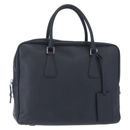 Prada Convertible Zip Around Saffiano Leather, Navy, Leather, Briefcase