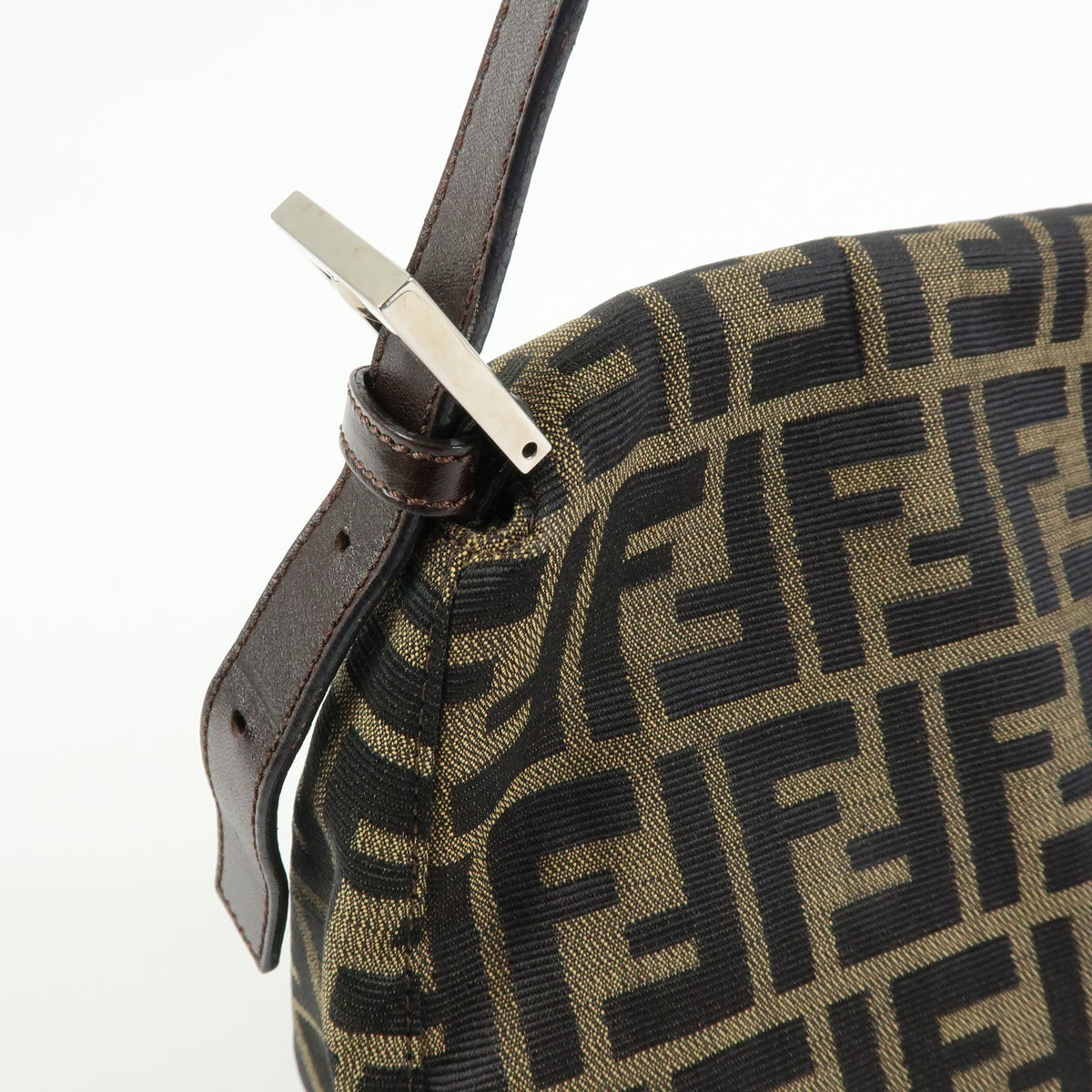 Fendi Zucchino Mamma Baguette Canvas, Brown, Canvas, Shoulder Bag