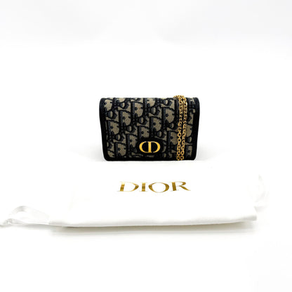 Christian Dior 30 Montaigne Nano Convertible Belt Oblique Canvas, Navy, Canvas, Clutch