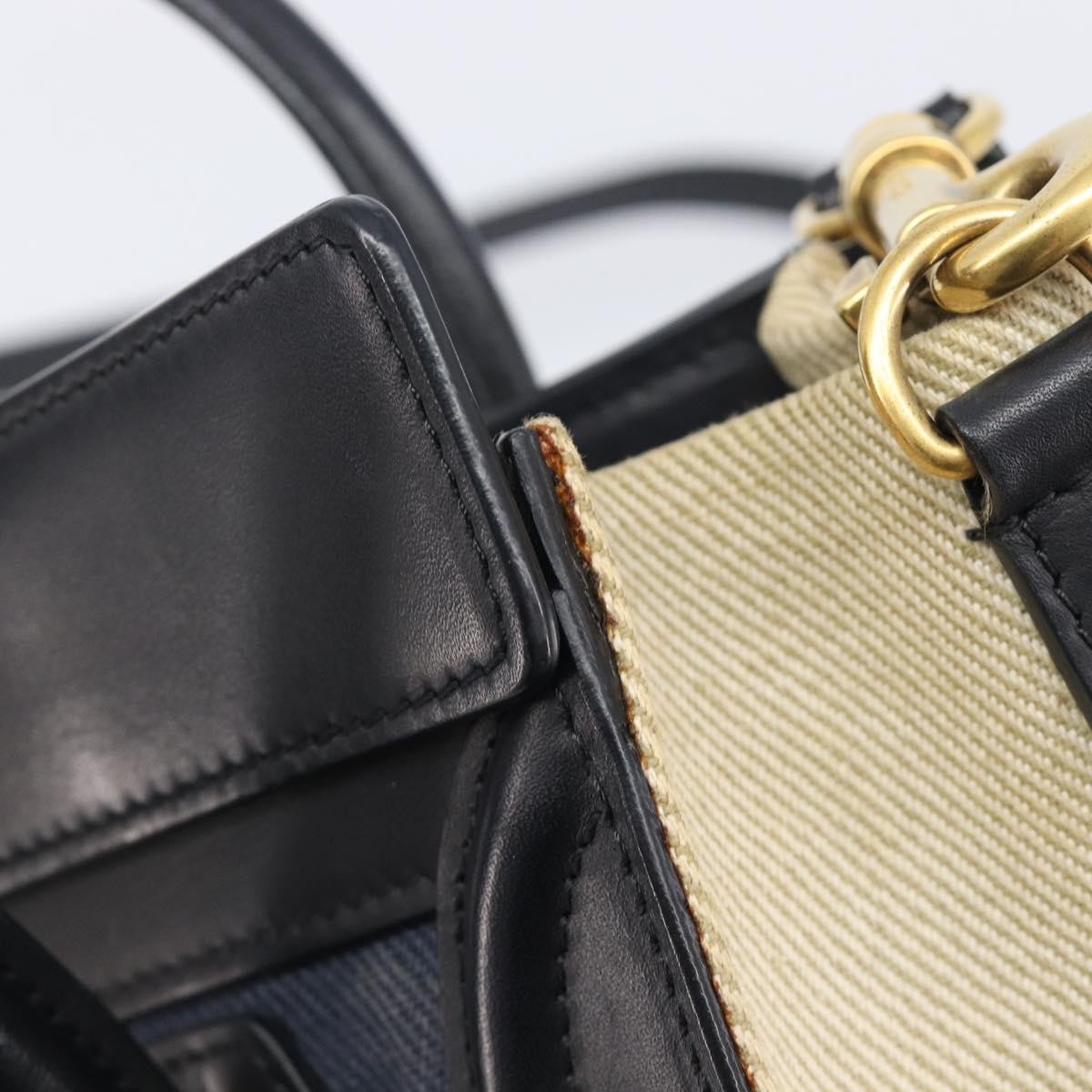 Celine Tricolor Luggage Canvas and Leather, Navy, Canvas, Handbag