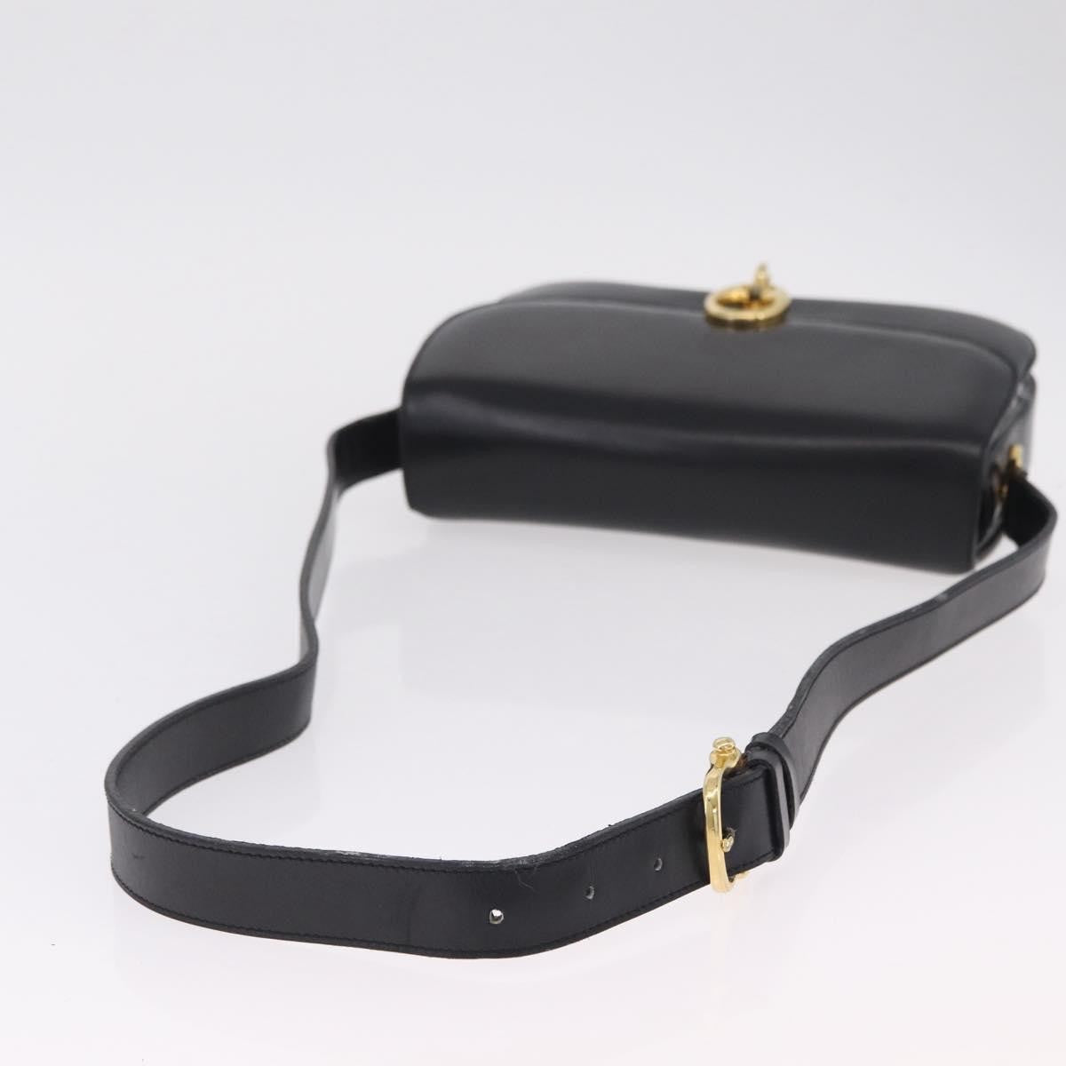 Celine Flap Shoulder Leather, Black, Leather, Shoulder Bag
