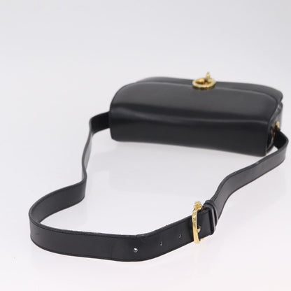 Celine Flap Shoulder Leather, Black, Leather, Shoulder Bag