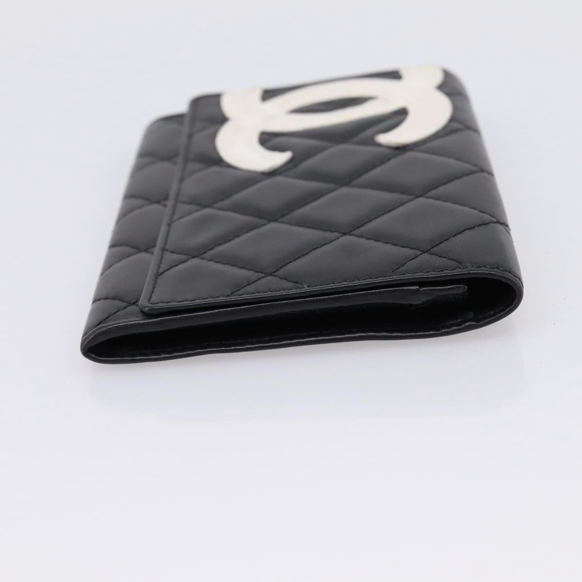 Chanel Cambon Flap Card Case Quilted Lambskin, Black, Leather, Card Holder