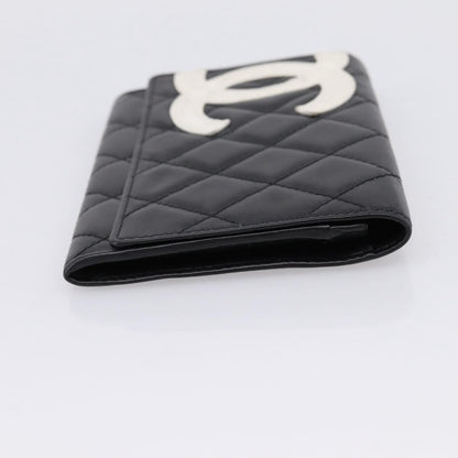 Chanel Cambon Flap Card Case Quilted Lambskin, Black, Leather, Card Holder