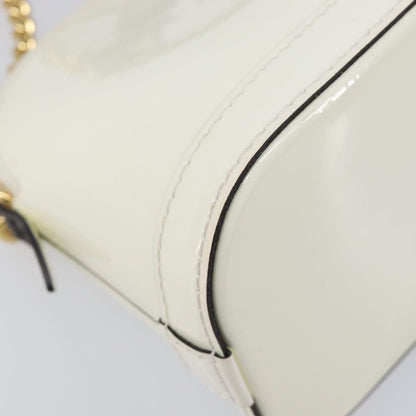 Louis Vuitton Alma Chain Vernis with Monogram Canvas, White, Patent Leather, Handbag