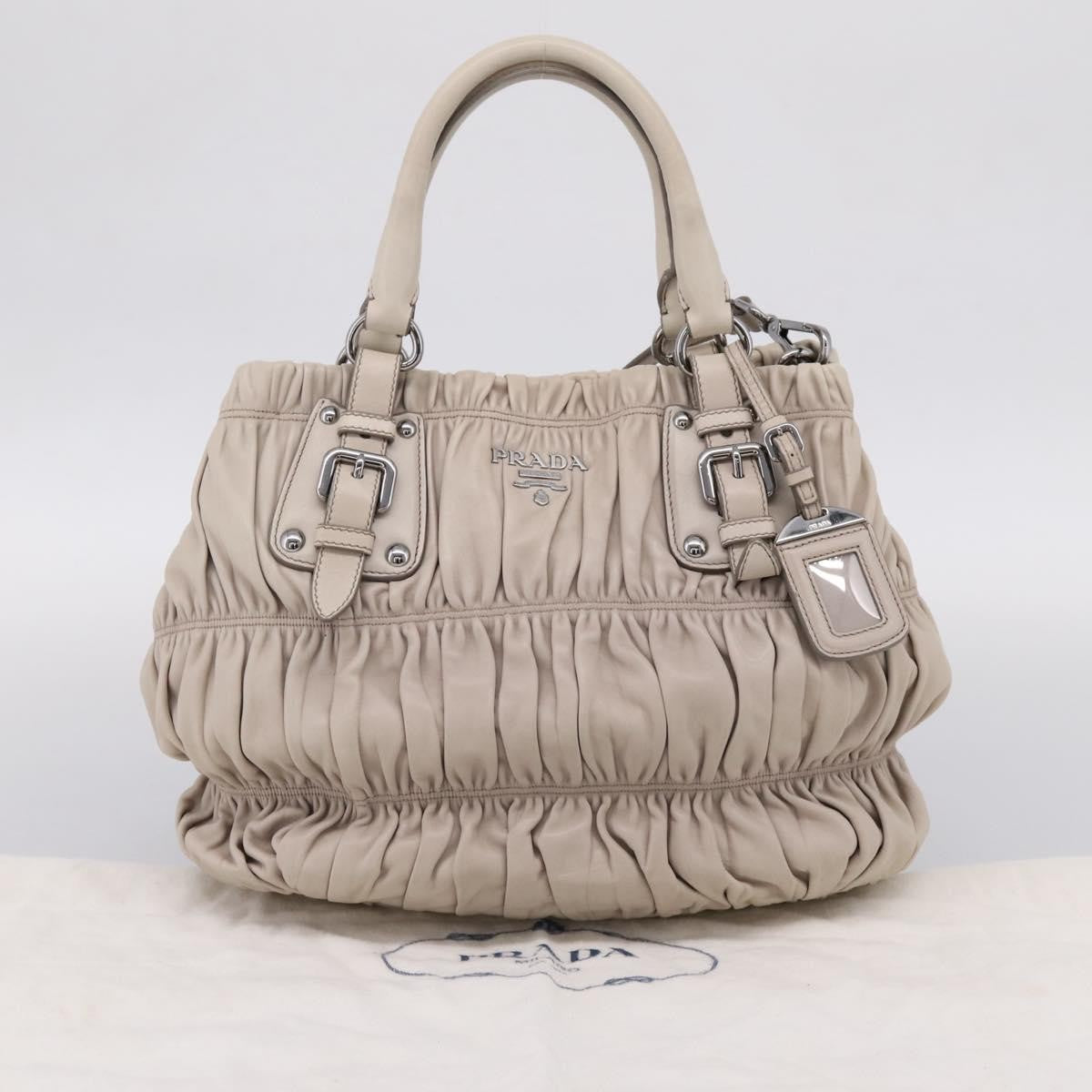 Prada Gaufre Convertible Nappa Leather, Beige, Leather, Tote Bag