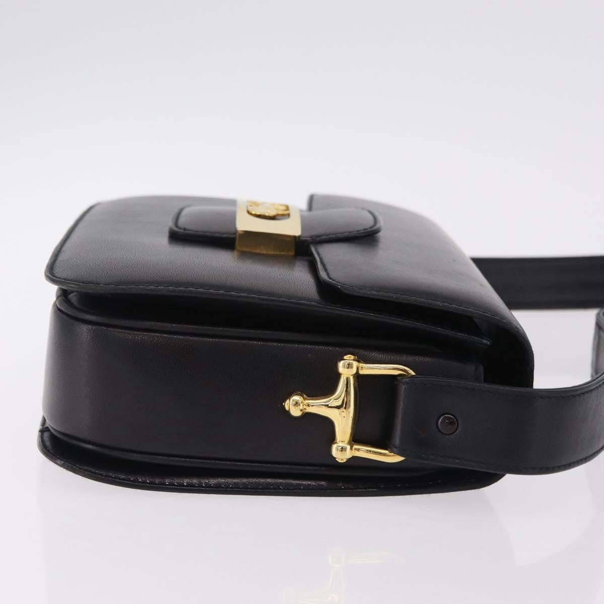 Celine Vintage Carriage Flap Leather, Black, Leather, Handbag