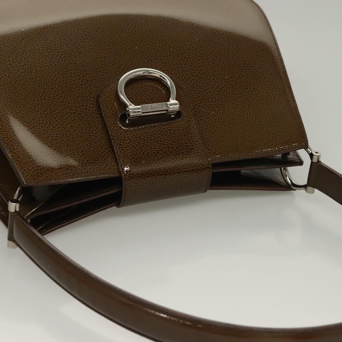 Celine Shoulder Leather, Khaki, Patent Leather, Shoulder Bag