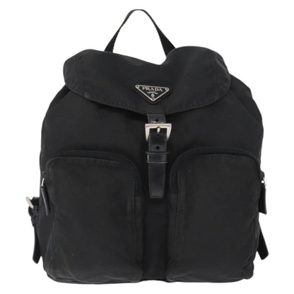 Prada Double Front Pocket Tessuto, Black, Nylon, Backpack