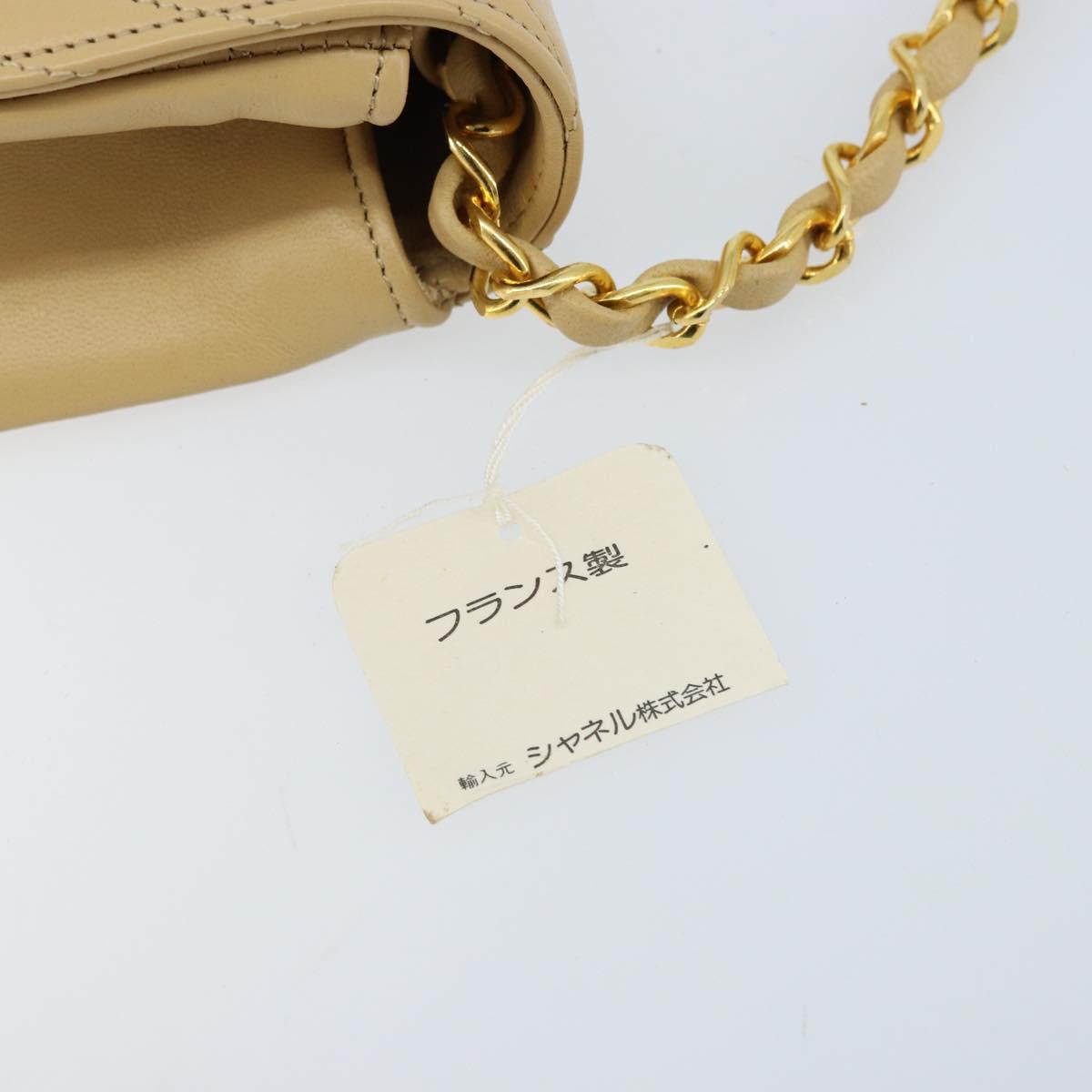 Chanel Vintage Half Moon Flap Bag Quilted lambskin, BEIGE, LEATHER, Shoulder bag