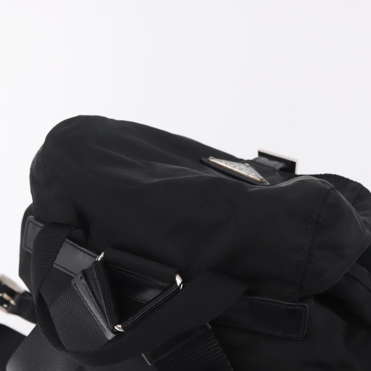 Prada Double Pocket Backpack Chain Re-Nylon, Black, Nylon, Shoulder Bag