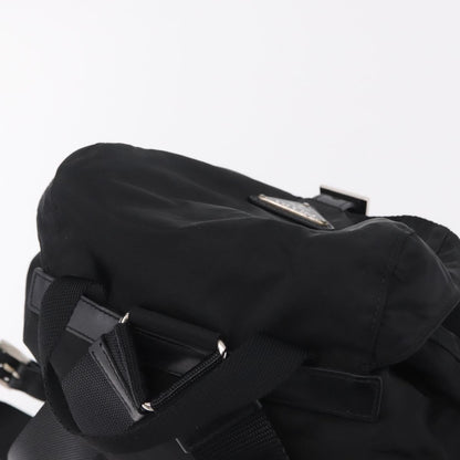 Prada Double Pocket Backpack Chain Re-Nylon, Black, Nylon, Shoulder Bag