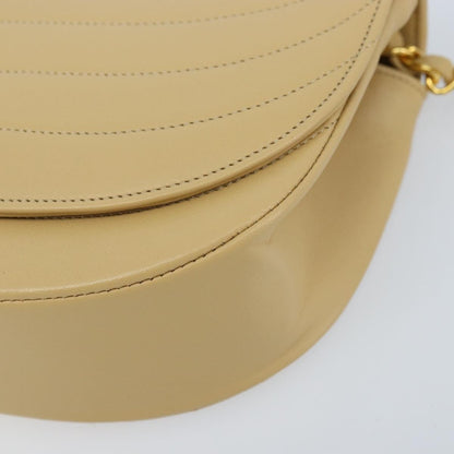 Chanel Vintage Half Moon Flap Bag Quilted lambskin, BEIGE, LEATHER, Shoulder bag