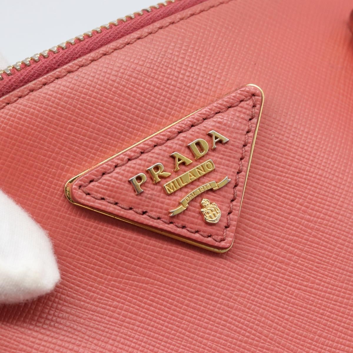 Prada Galleria Double Zip Saffiano Leather, Pink, Leather, Tote Bag