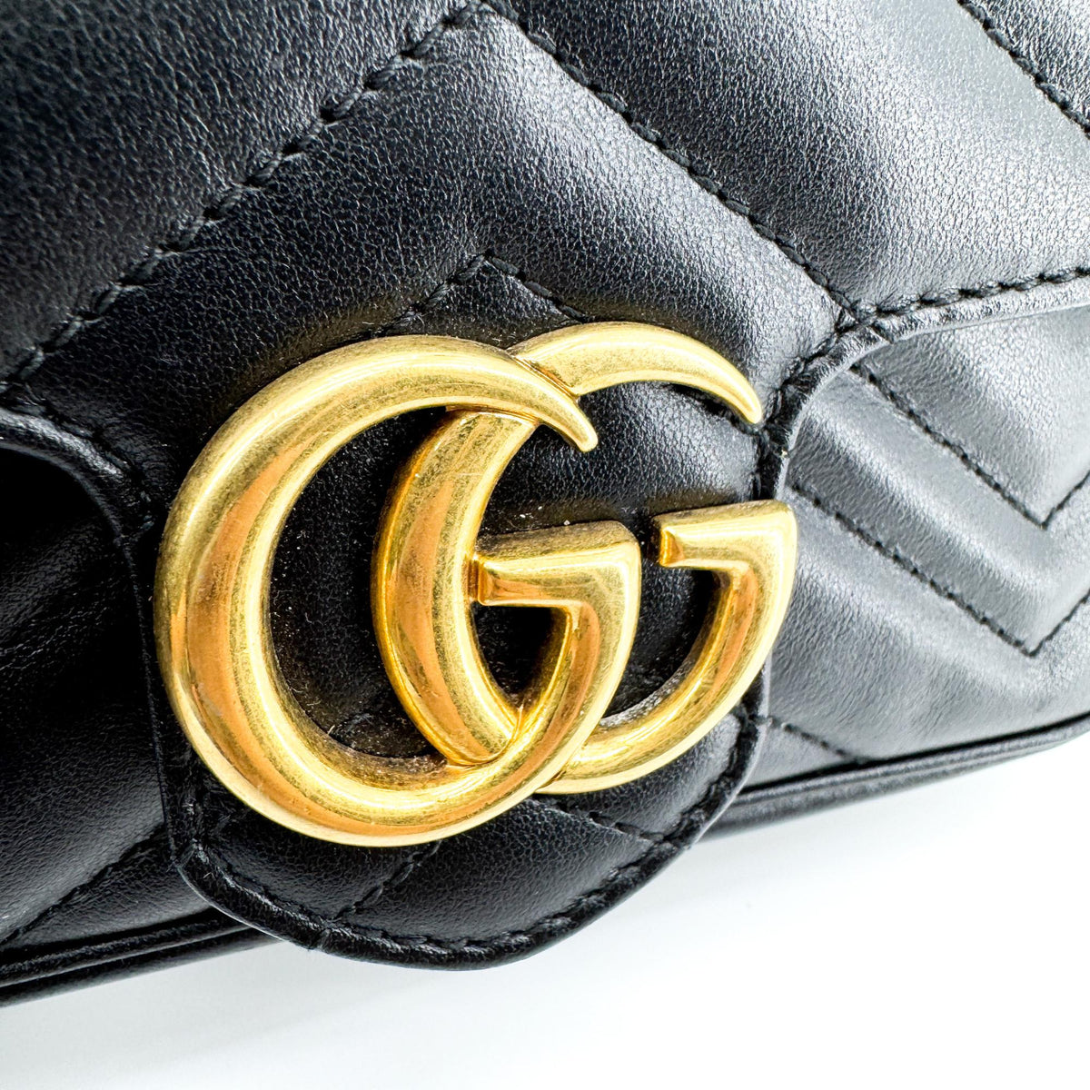 Gucci GG Marmont Flap Matelasse Leather, Black, Leather, Handbag