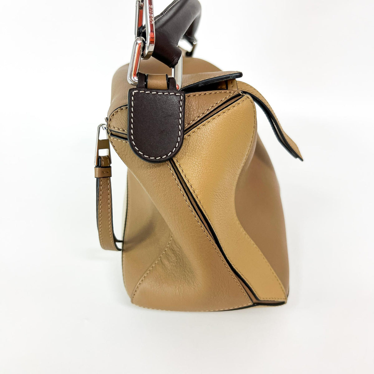 Loewe Puzzle Patchwork Leather, Brown, Calfskin, Handbag