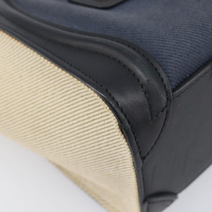 Celine Tricolor Luggage Canvas and Leather, Navy, Canvas, Handbag