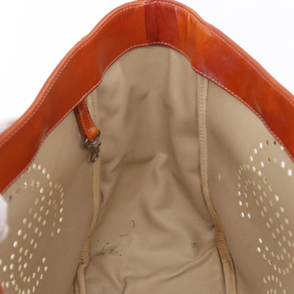 Chanel Triple CC Perforated Patent, Orange, Patent Leather, Tote Bag
