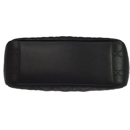 Christian Dior black cannage Leather, Black, Leather, Shoulder Bag