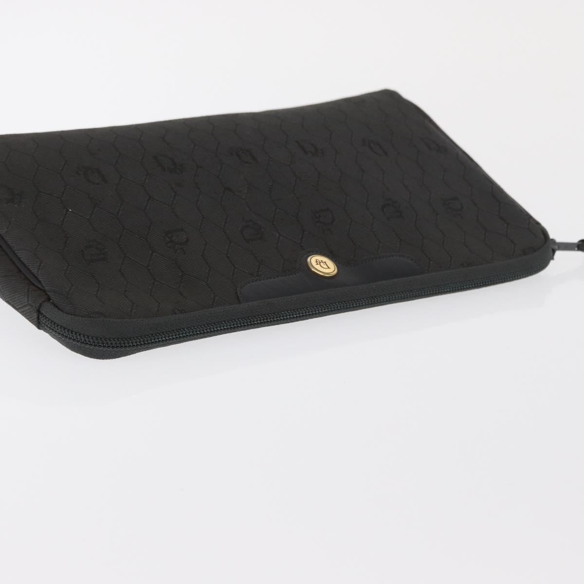 Christian Dior Vintage Honeycomb Zip Coated Canvas, Black, Canvas, Clutch