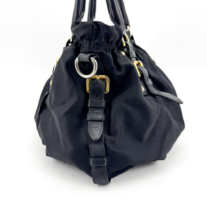 Prada Gaufre Nappa Leather, Black, Nylon, Tote Bag