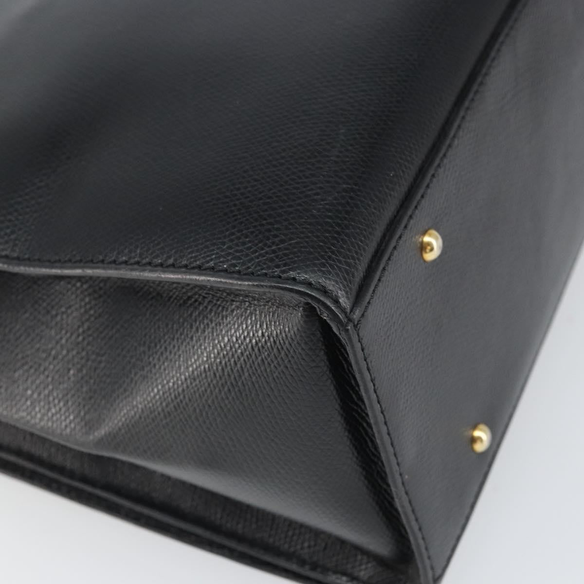 Celine Vintage turn lock shoulder Leather, Black, Leather, Handbag
