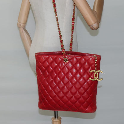Chanel Chanel vintage cc chain leather, RED, LEATHER, Shoulder bag