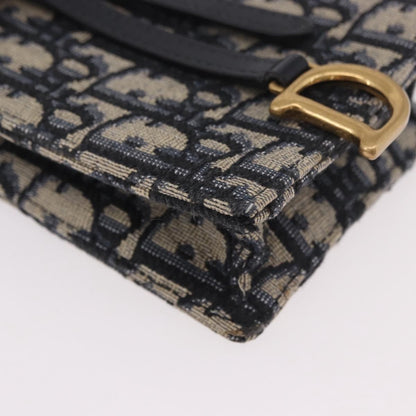 Christian Dior Vertical Saddle Chain Oblique Canvas, Navy, Canvas, Clutch