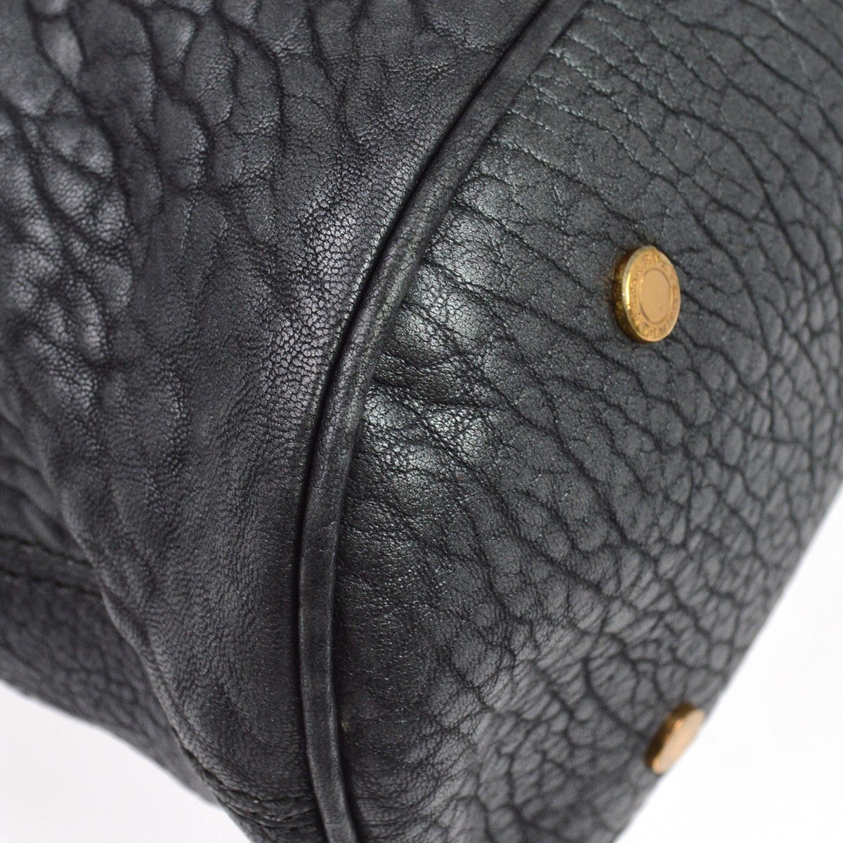 Bvlgari Leoni Top Handle Leather, Gray, Leather, Handbag