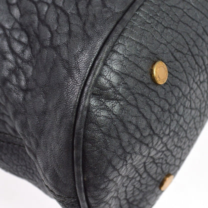 Bvlgari Leoni Top Handle Leather, Gray, Leather, Handbag