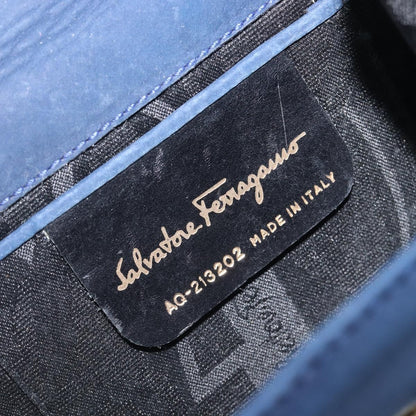 Salvatore Ferragamo Ginny Chain Waist Suede, Navy, Suede, Handbag