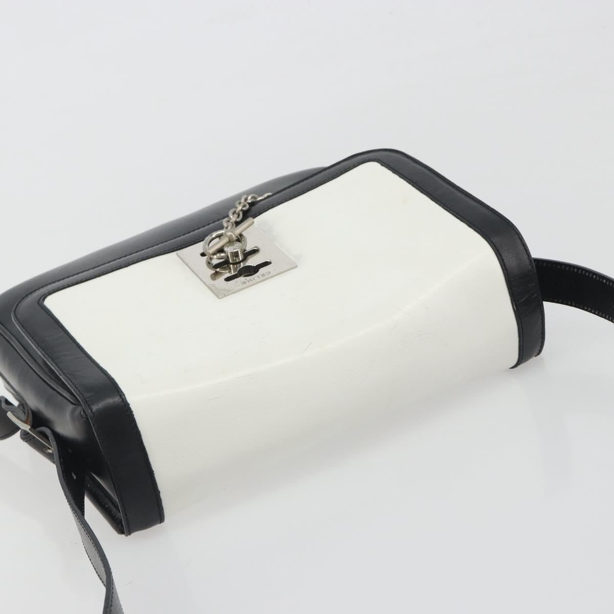 Celine Vintage Macadam Canvas, White, Leather, Shoulder Bag