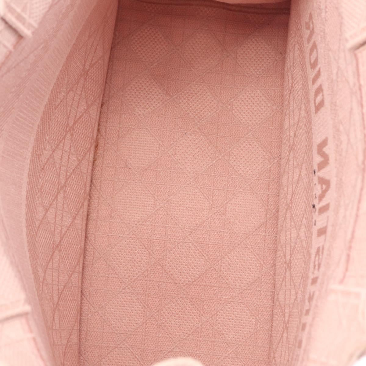 Christian Dior Book Cannage Embroidered Canvas, Pink, Canvas, Tote Bag