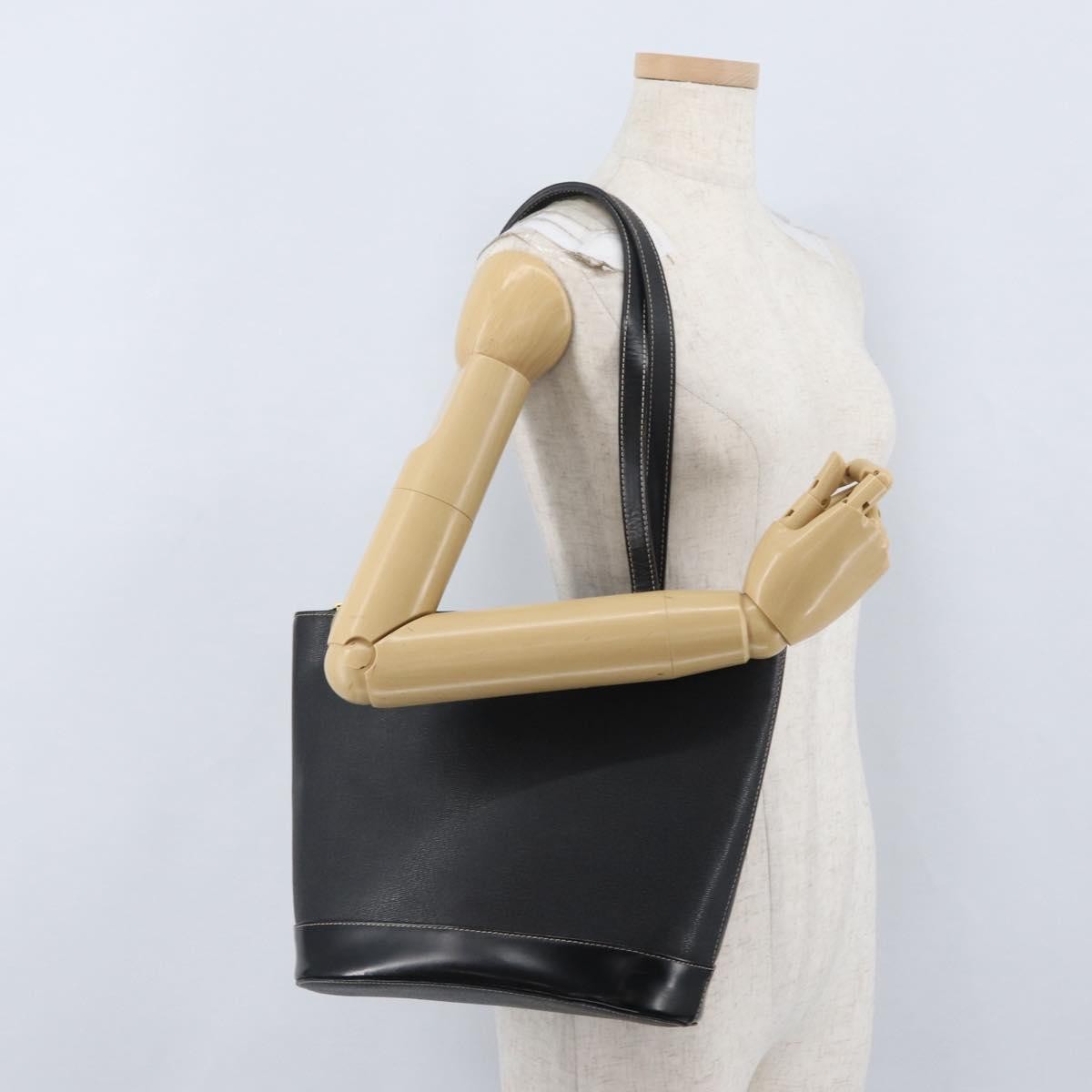 Burberry Vintage Vintage Check Coated Canvas, Black, Leather, Tote Bag