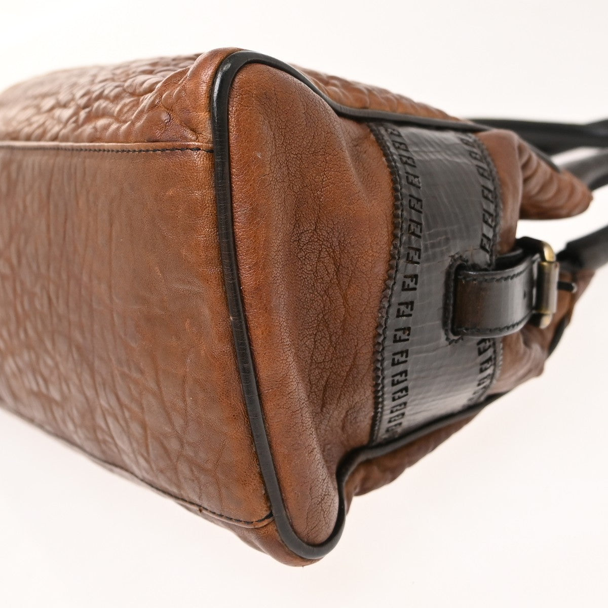 Fendi Handbag canvas, Brown, Leather, Handbag