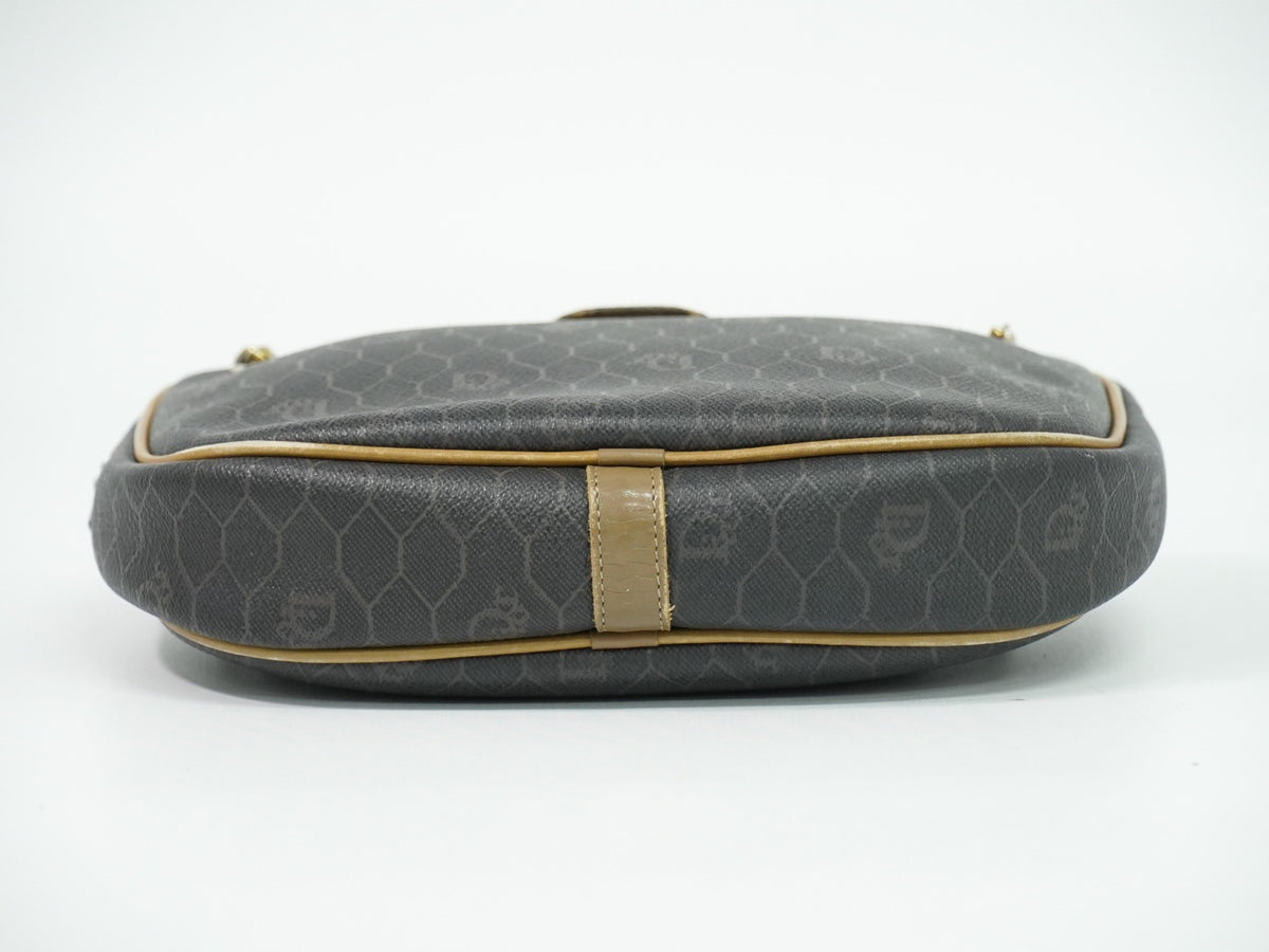 Christian Dior Vintage Honeycomb Canvas, Black, Canvas, Shoulder Bag
