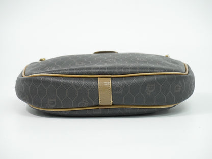 Christian Dior Vintage Honeycomb Canvas, Black, Canvas, Shoulder Bag