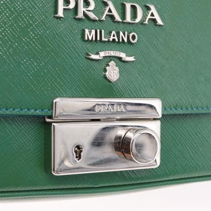 Prada Sound Chain Saffiano Leather, Green, Leather, Shoulder Bag