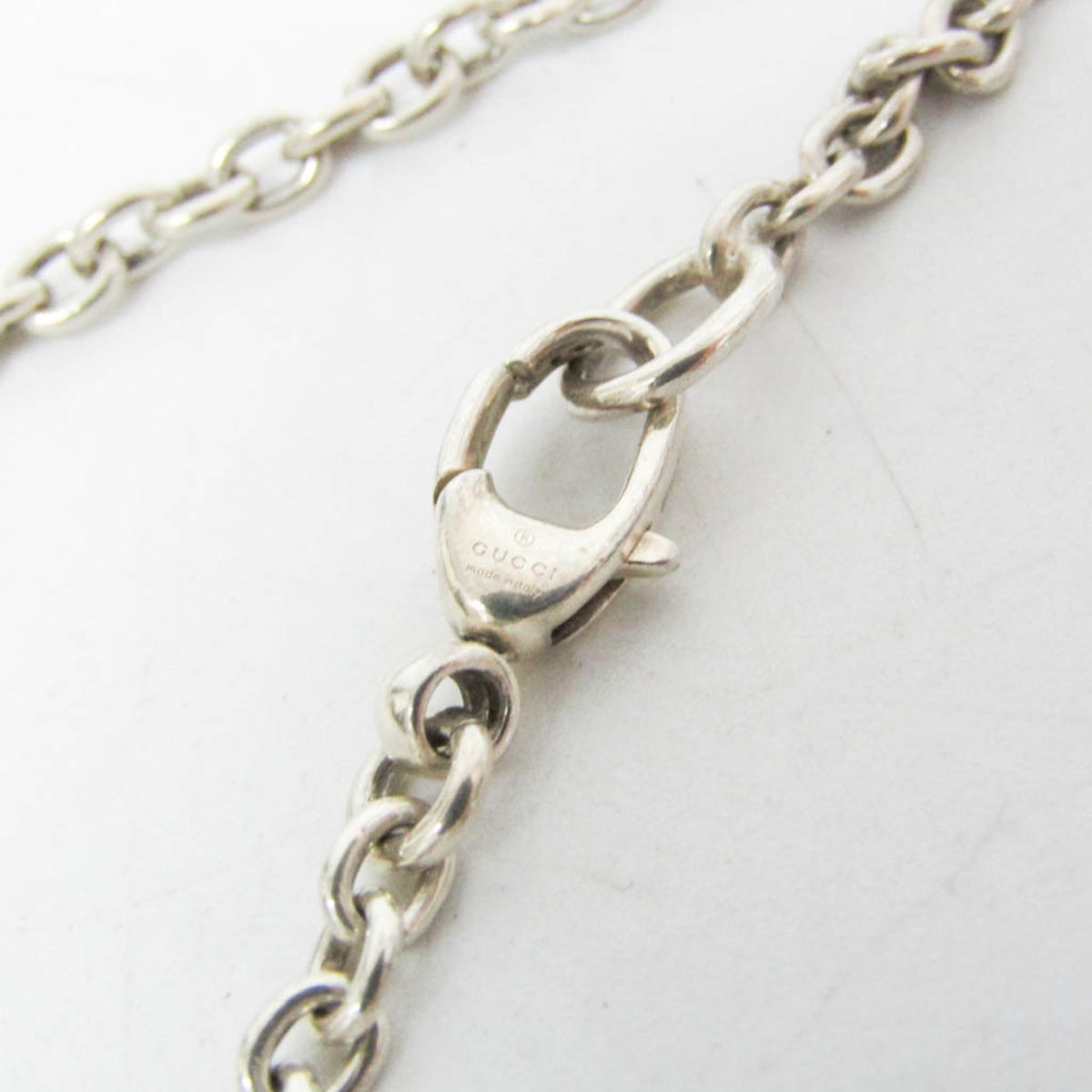 Gucci Engraved Interlocking G Chain Link Pendant Sterling Silver, Silver, Silver, Necklace