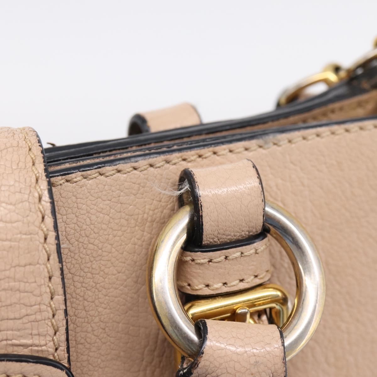 Miu Miu Madras Convertible Lock Leather, Beige, Leather, Tote Bag