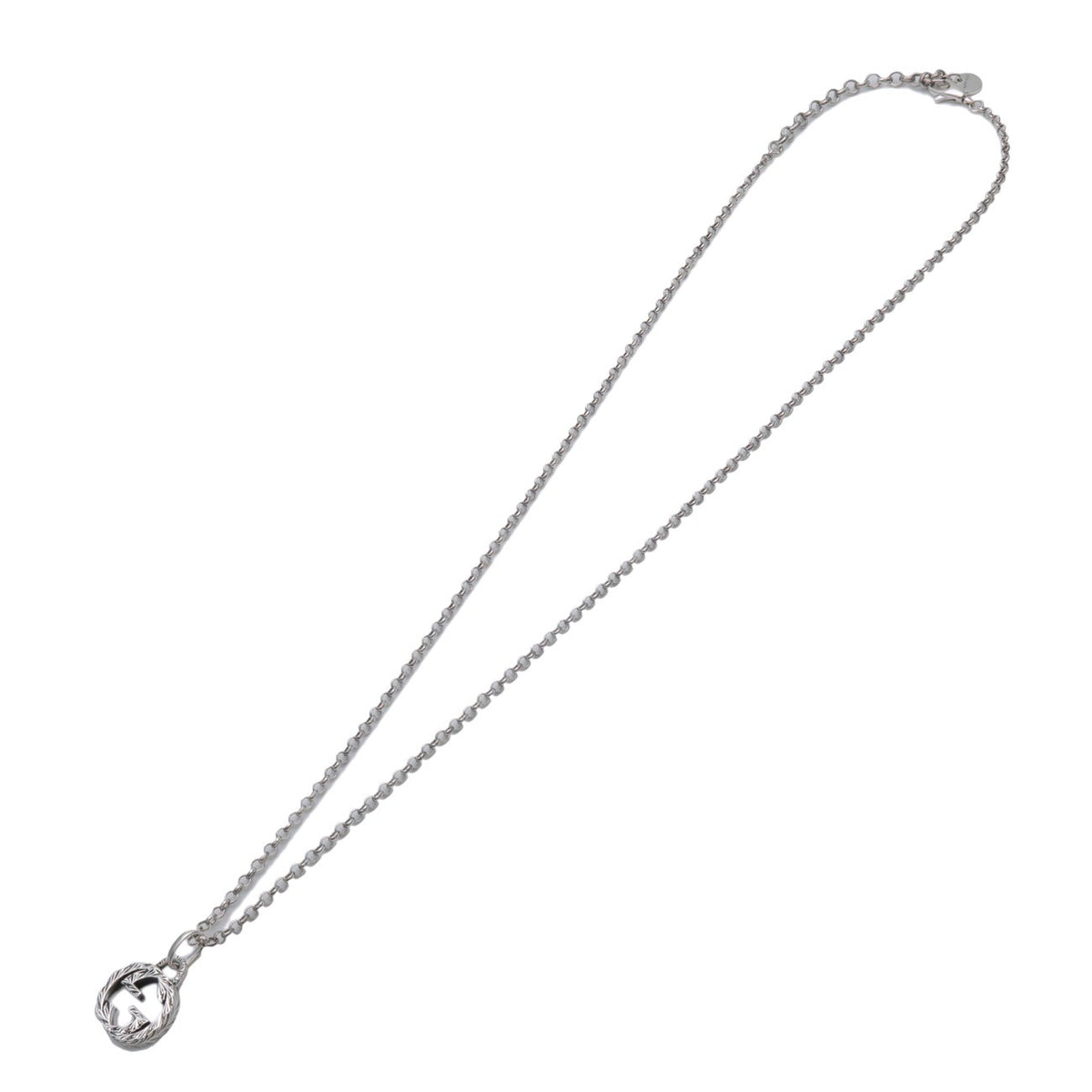 Gucci Engraved Interlocking G Chain Link Pendant Sterling Silver, Silver, Silver, Necklace