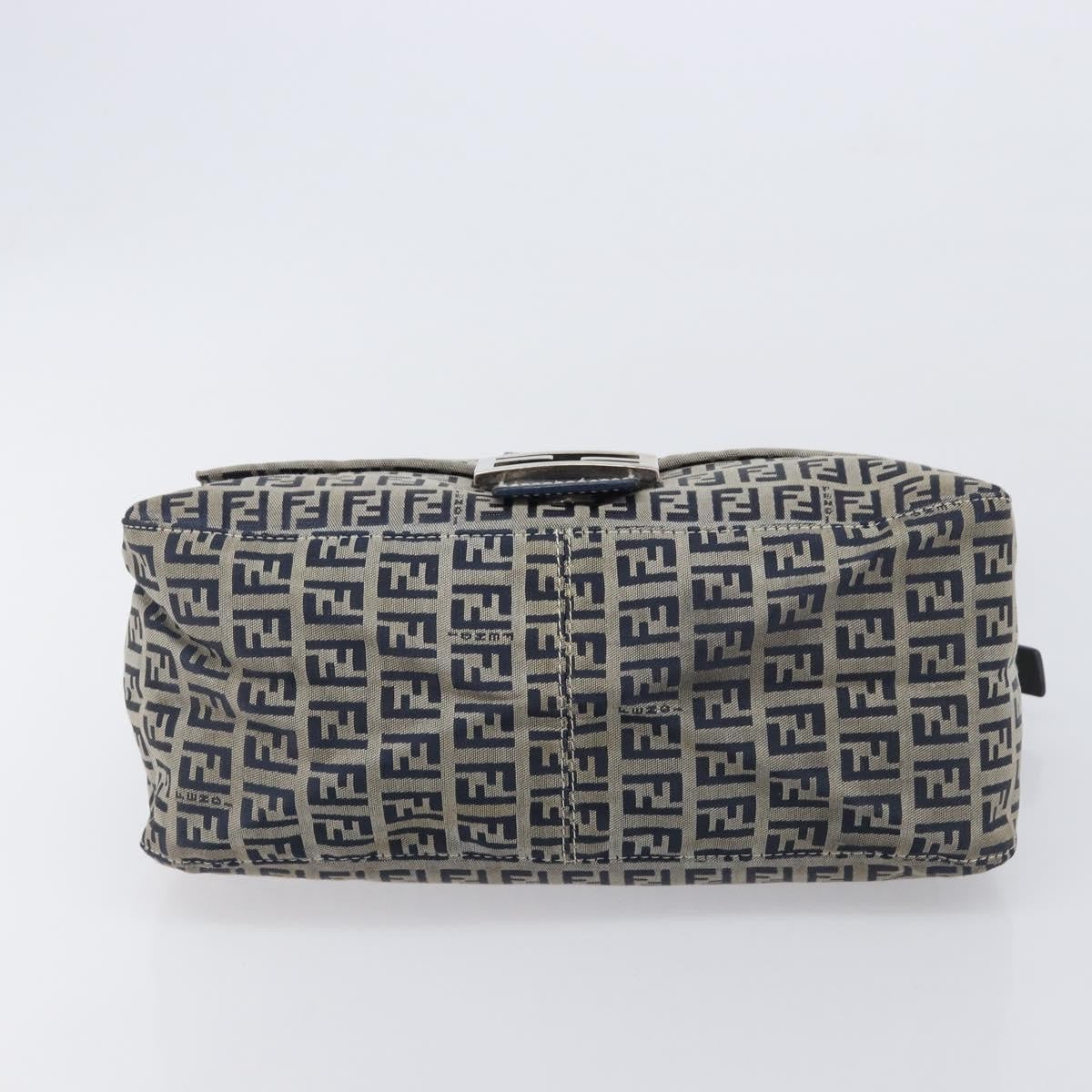 Fendi Zucchino Mamma Baguette Canvas, Navy, Canvas, Shoulder Bag