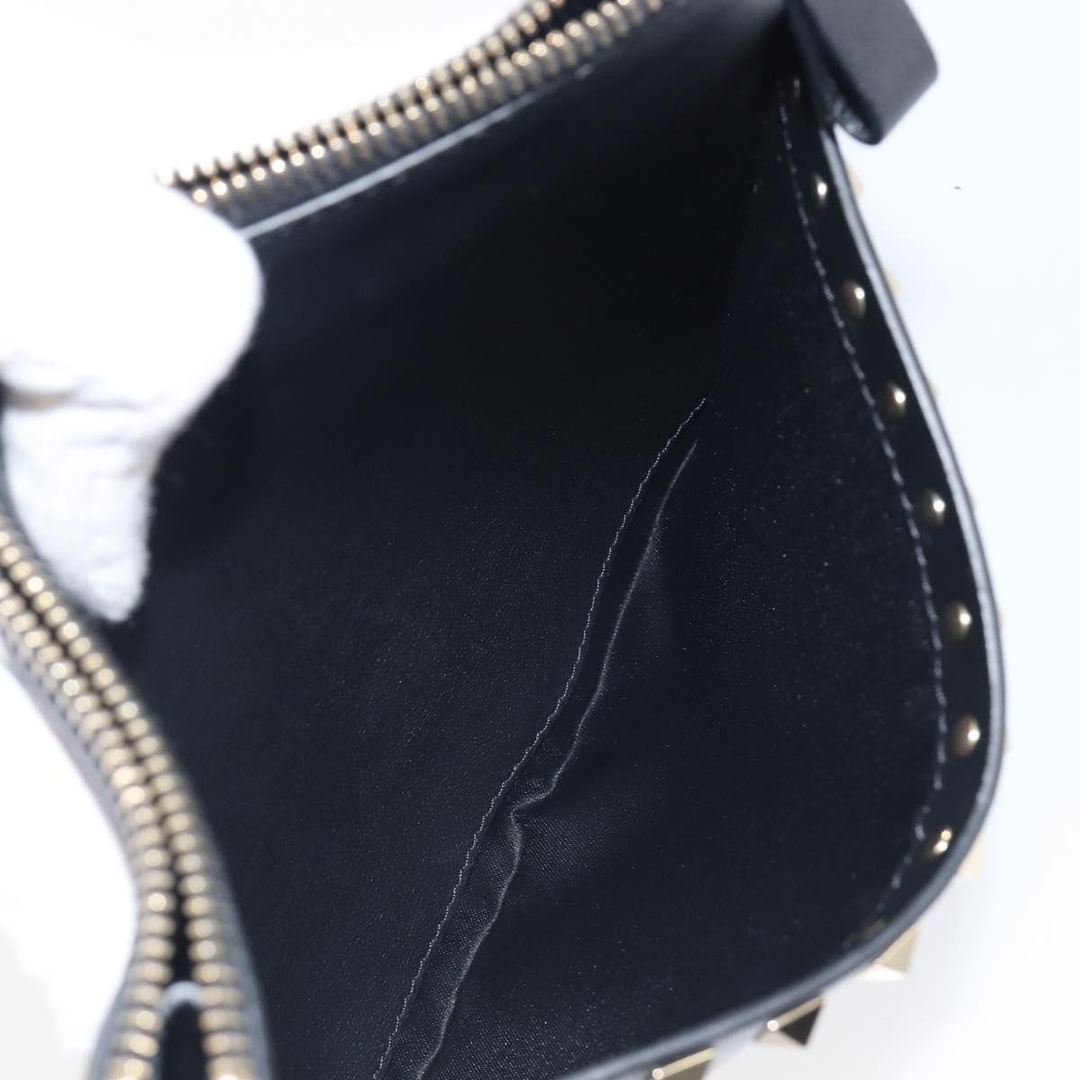 Valentino Garavani Rockstud Flat Wristlet Leather, Black, Leather, Clutch